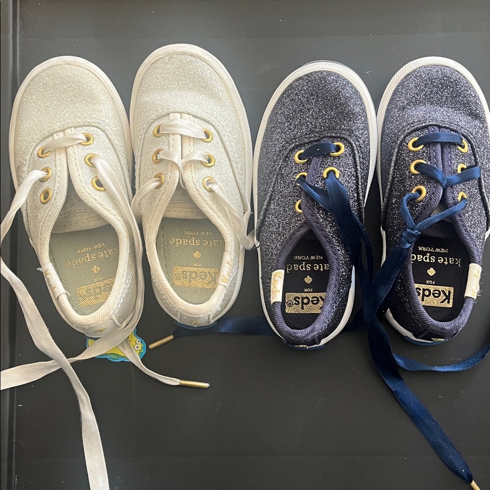 Kate Spade Glitter Sneakers - white or navy